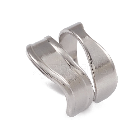 Non-Tarnish 304 Stainless Steel Twist Wave Open Cuff Rings for Women RJEW-G285-26P-1