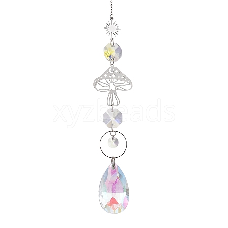 Glass & 201 Stainless Steel Suncatchers HJEW-JM01897-1