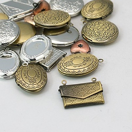 Brass Locket Pendants KK-MSMC002-M1-1