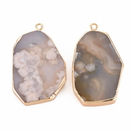 Natural Cherry Blossom Agate Pendants G-N326-125-02P-1