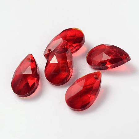 Faceted Teardrop Glass Pendants X-GLAA-O008-A08-1