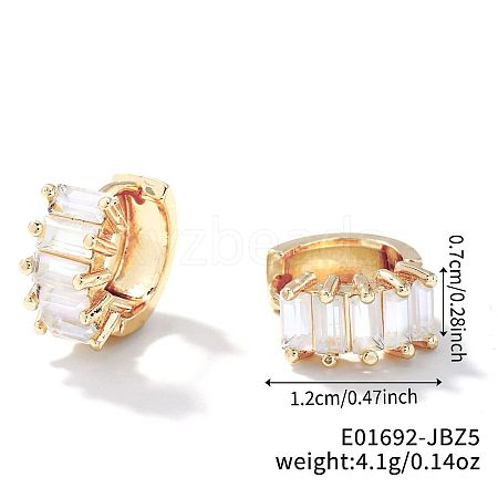 Cute Square Candy Brass Cubic Zirconia Hoop Earrings XX8349-6-1