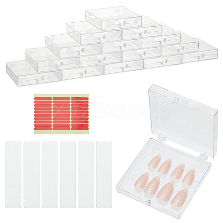   15Pcs Transparent Plastics Hand-wearing Armor Storage Case MRMJ-PH0001-78-1