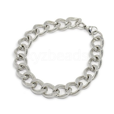 304 Stainless Steel Curb Chain/Twisted Chain Bracelets STAS-A028-B133P-1