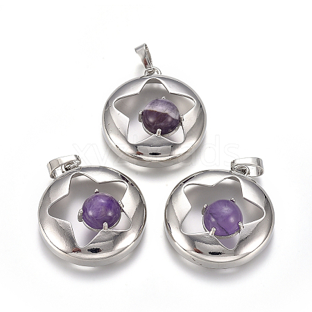 Natural Amethyst Pendants G-L512-S10-1