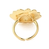 Flower Brass Open Cuff Rings RJEW-A046-06G-3