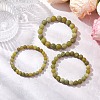 3Pcs Frosted Natural TaiWan Jade Round Beaded Stretch Bracelets for Women Men BJEW-JB11478-2