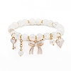 Synthetic Crackle Quartz & Natural Yellow Jade Beaded Stretch Bracelet BJEW-JB08527-03-1