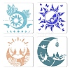 Gorgecraft 4Pcs 4 Style Plastic Drawing Painting Stencils Templates DIY-GF0005-23B-1