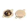 Brass Pave Natural Tiger Eye Flat Round Links Connector Charms KK-U043-45G-C-2