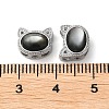 Anti-Tarnish Cat Shape Rhodium Plated 925 Sterling Silver Beads STER-D005-01P-3