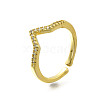 2Pcs 2 Styles Brass Micro Pave Clear Cubic Zirconia Cuff Rings for Women RJEW-S399-05G-6