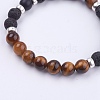 Natural Lava Rock and Gemstone Stretch Bracelets BJEW-JB03634-3