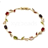 Leaf Brass Micro Pave Cubic Zirconia Link Chain Bracelets for Women BJEW-D455-01G-04-4