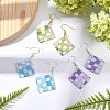 Olycraft Checkerboard Dangle Earrings DIY Making Kit DIY-OC0008-06-5