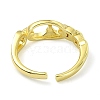 Brass with Cubic Zirconia Open Cuff Ring RJEW-B051-12G-3