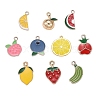 40Pcs 10 Style Fruit Theme Light Gold Plated Alloy Enamel Pendants ENAM-ZZ0001-09-1