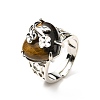 Natural Tiger Eye Adjustable Rings RJEW-P043-03P-16-4