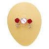 Alloy Red Resin Flower Nipple Nail Rings WG88B60-08-1