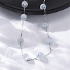 304 Stainless Steel Cat Eye Round Beads Handmade Chain Necklaces for Women NJEW-C073-01P-06-3