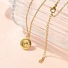 304 Stainless Steel Flat Round Coin Pendant Cable Chain Necklaces for Women STAS-Z108-02G-01-2