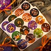 12Pcs Halloween Theme Round Dot Paper Picture Stickers for DIY Scrapbooking STIC-E003-02-4