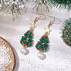 Glass Seed & Glass Pearl Beads Tree Dangle Earrings EJEW-MZ00276-02-2