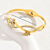 Butterfly Natural Shell with Cubic Zirconia Cuff Bangles JJ4773-1-3