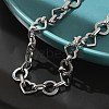 304 Stainless Steel Heart & Flat Round Link Bracelets for Men & Women BJEW-D042-24P-2