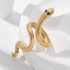 304 Stainless Steel Rhinestone Snake Open Cuff Rings RJEW-A052-07G-3