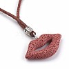 (Jewelry Parties Factory Sale)Adjustable Synthetic Lava Rock Pendant Necklaces NJEW-P237-C02-2