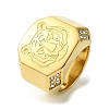 304 Stainless Steel Rhinestone Tiger Signet Rings RJEW-Q815-02G-1