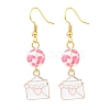 3 Pairs 3 Style Pink Alloy Enamel Charms & Resin Beads Dangle Earrings EJEW-JE05030-05-4