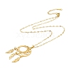 Woven Net/Web with Feather 304 Stainless Steel Boho Pendant Necklaces for Women NJEW-G087-09G-3