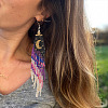 Elegant Handmade Glass Seed Beads Moon Dangle Earrings WJ0050-2-1
