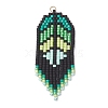 Handmade Glass Seed Beaded Leaf Shape Big Pendants PALLOY-MZ00931-01-1