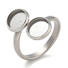 304 Stainless Steel Cuff Rings Components STAS-K279-02A-P-1