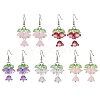 Flower Acrylic & Glass Dangle Earrings EJEW-JE06193-1