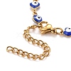 Enamel Heart with Evil Eye Link Chains Bracelet BJEW-P271-06G-02-3