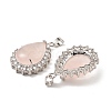 Natural Rose Quartz & Rhinestone Pendants G-K338-31P-07-2