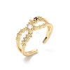 Brass Micro Pave Cubic Zirconia Cuff Rings RJEW-V009-09G-4