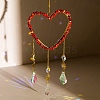 Heart Natural Red Jasper Chips Hanging Ornaments HJEW-G024-01F-1