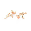 Brass Birth Flower Connector Charms KK-S364-236-2