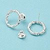 304 Stainless Steel Hollow Ring Stud Earrings for Woman EJEW-N907-003S-3