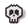 Halloween Skull Glass Seed Beads Brooch JEWB-BR00166-1