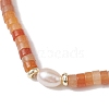 Natural Red Aventurine and Pearl Beads Btacelets BJEW-JB10681-04-3