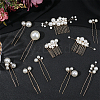 Copper Wire and ABS Imitation Pearl Hair Combs Sets for Women Girls OHAR-CY0001-20-3