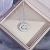 Brass Micro Pave Clear Cubic Zirconia Flower Pendant Necklaces WG37882-04-1