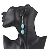 Brass Synthetic Turquoise Dangle Earrings EJEW-JE06535-03-2
