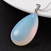 Teardrop Platinum Tone Brass Opalite Pendants G-F267-07N-1